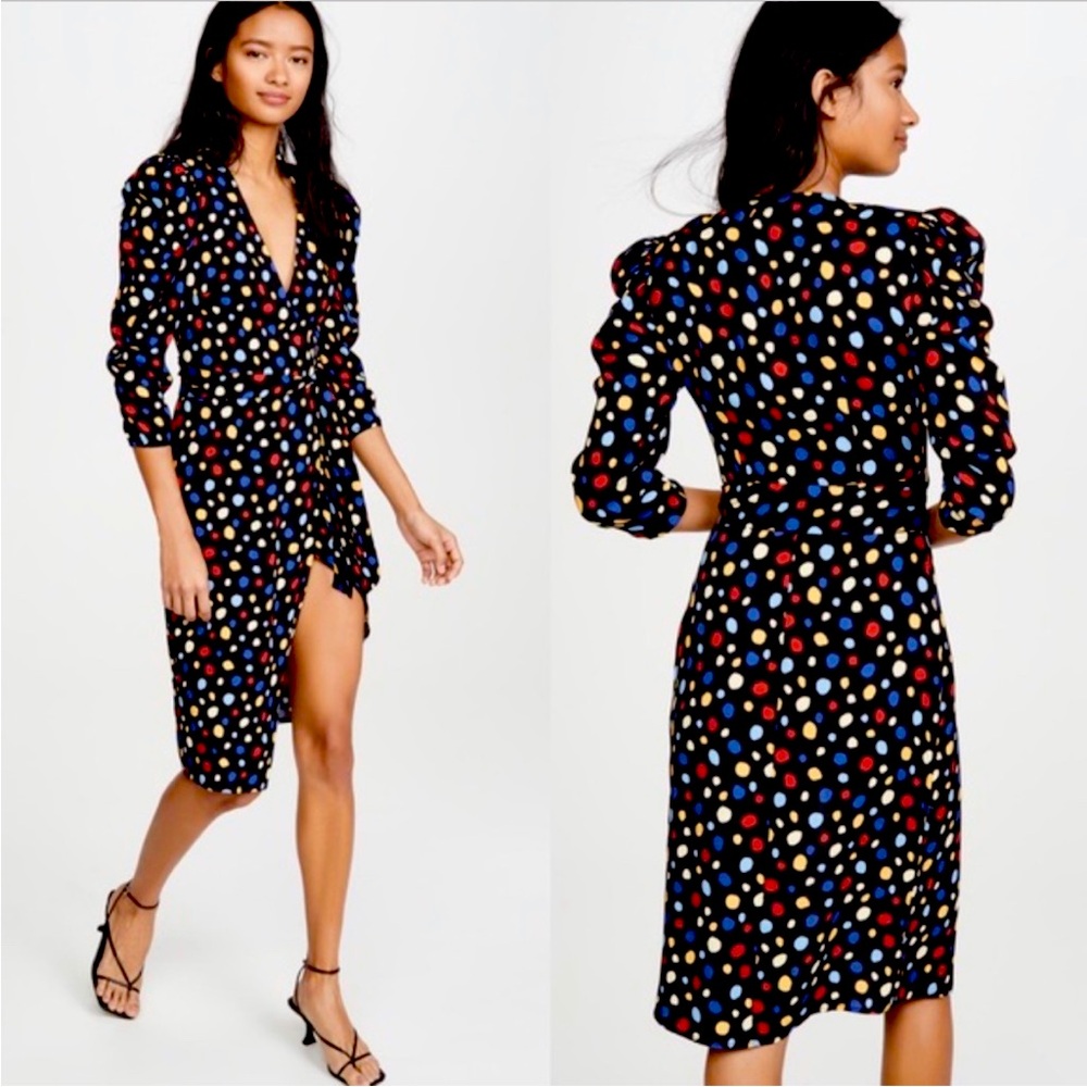 Reformation Jaylee Wrap Polka Dot Fiesta Dress